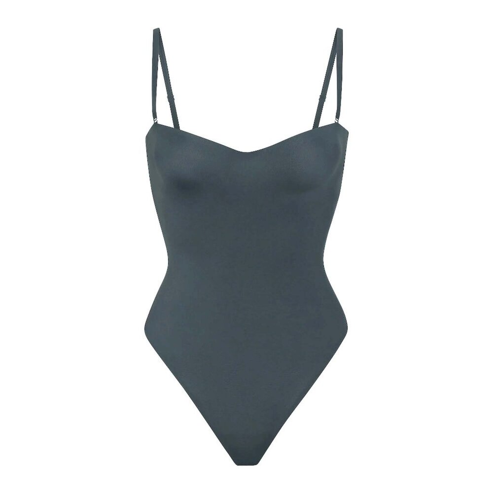 SKIMS Slate Blue/Grey Body Suit Size Medium with Cupping Limited Edition Color